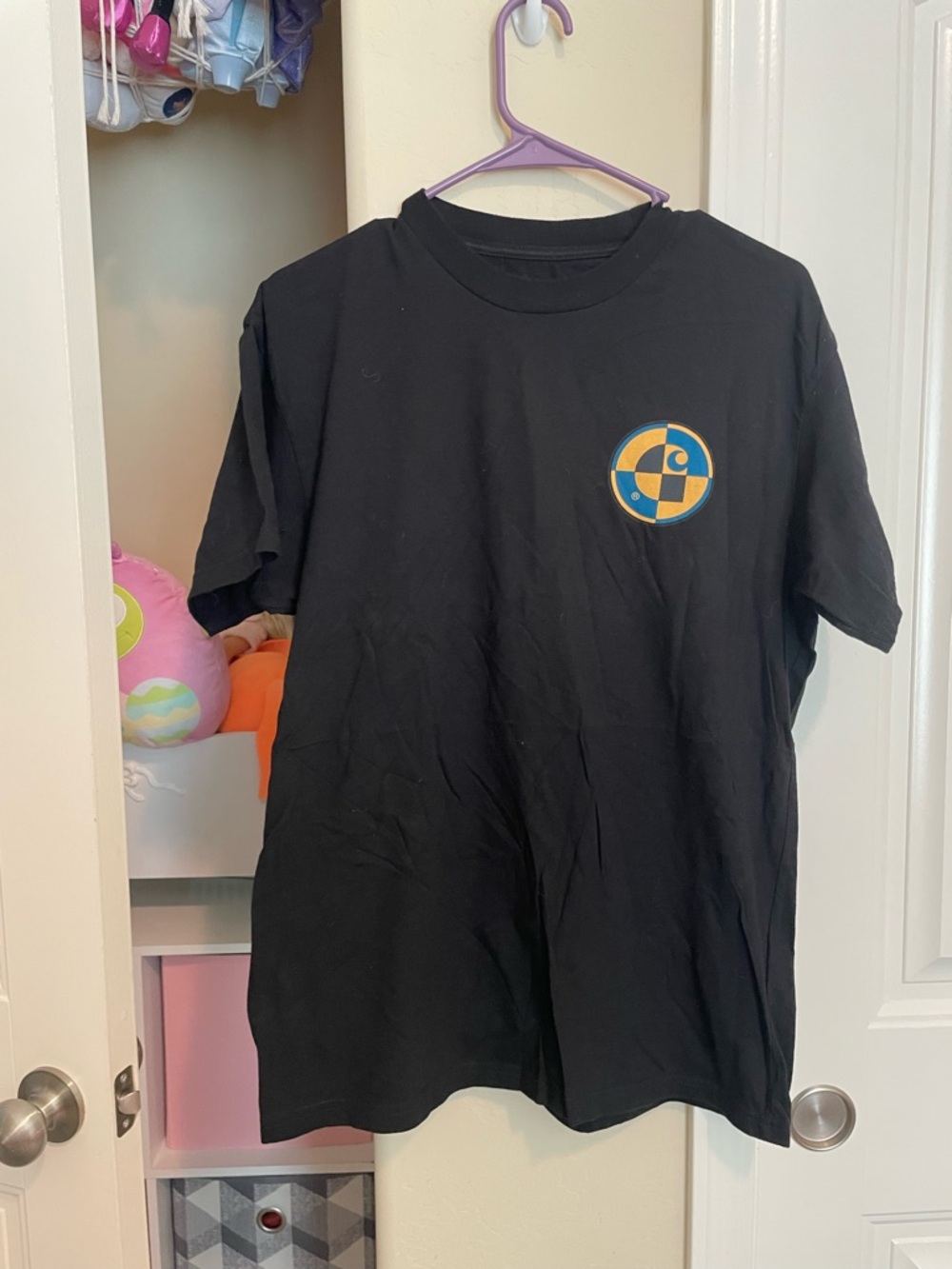 Carhartt Black Short Sleeve Tee with Yellow and Blue Logo